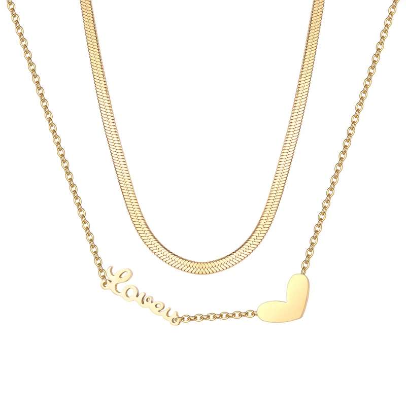 Latest High Quality Stainless Steel Two Layers 18K Gold Chain Love Heart Charm Necklace For Women Gift
Latest High Quality Stainless Steel Two Layers 18K Gold Chain Love Heart Charm Necklace For Women Gift