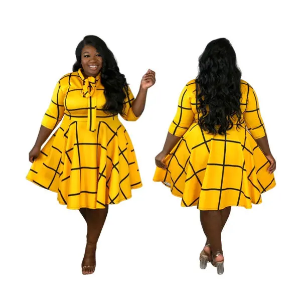 Gonna Plus Size Long Sleeve Printed Bow Tie Woman Clothing Casual Dresses Women Ladies, Yellow
Gonna Plus Size Long Sleeve Printed Bow Tie Woman Clothing Casual Dresses Women Ladies, Yellow