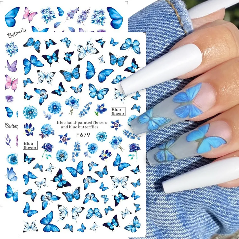 Holographic Butterfly Nails Art Manicure Stickers Blue Black Decals Spring Theme Flowers Luxury Brand Nail Stickers
Holographic Butterfly Nails Art Manicure Stickers Blue Black Decals Spring Theme Flowers Luxury Brand Nail Stickers