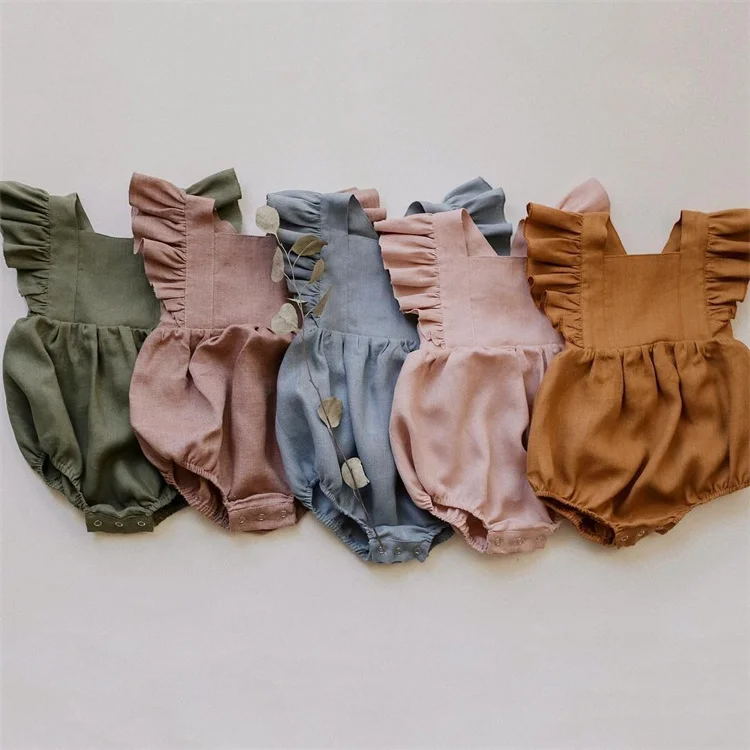 Summer Girls Rompers Cotton Linen Toddler Jumpsuits Newborn Pure Color Ruffles Sleeve Infant Romper Baby Clothes, Many
Summer Girls Rompers Cotton Linen Toddler Jumpsuits Newborn Pure Color Ruffles Sleeve Infant Romper Baby Clothes, Many