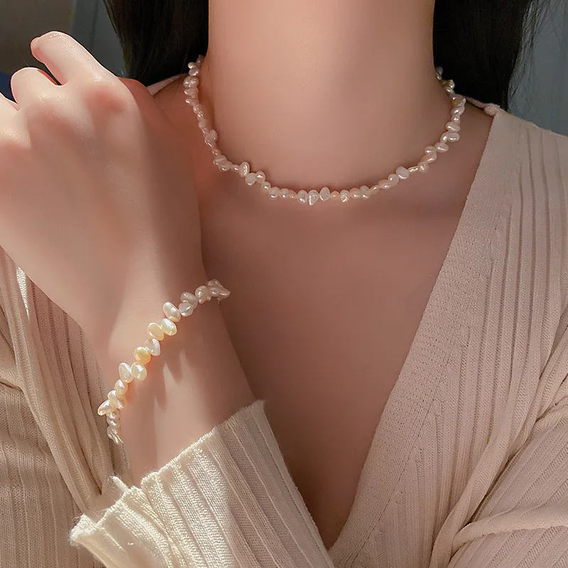 Hot Sale Korean Style Ins Gold Plated Freshwater Pearls Choker Necklace Gold Color Freshwater Pearl Bracelet Necklace Set
Hot Sale Korean Style Ins Gold Plated Freshwater Pearls Choker Necklace Gold Color Freshwater Pearl Bracelet Necklace Set
