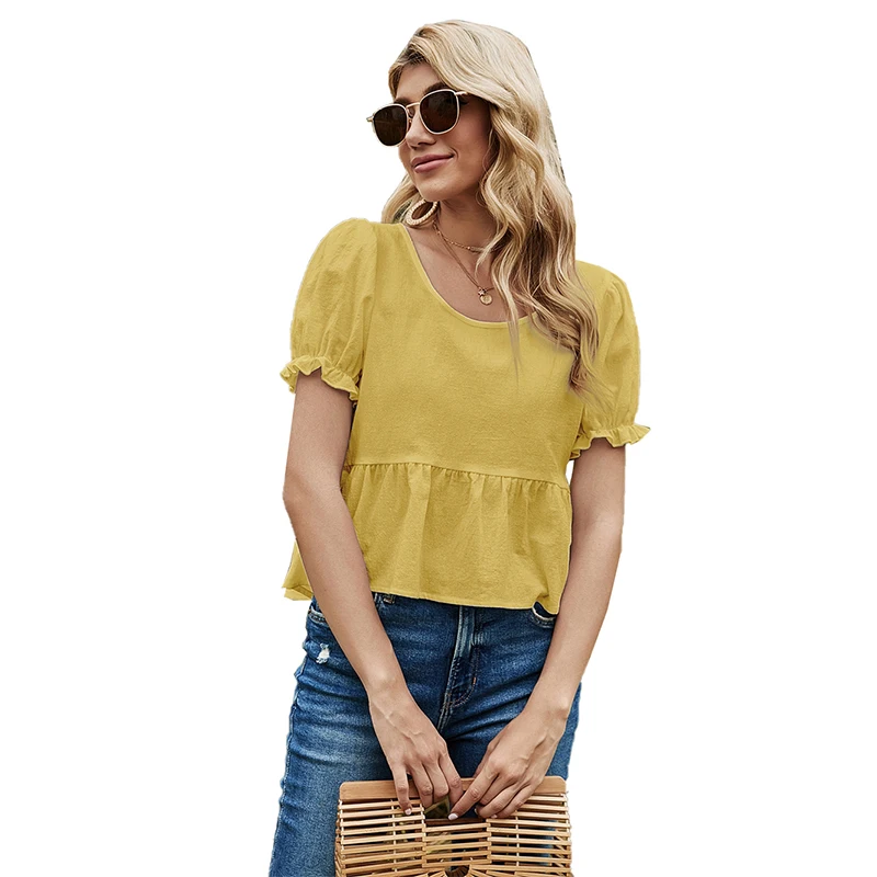 Summer backless lace up sweet cool yellow short sleeve t-shirt for women, Green, yellow, beige
Summer backless lace up sweet cool yellow short sleeve t-shirt for women, Green, yellow, beige