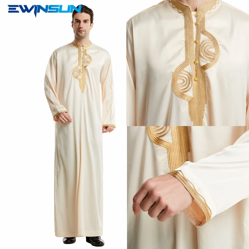 Wholesales Muslim Men Clothing Islamic Loose Mens thobe Fashion Style Standing Collar Middle East islamic mens robe jubah
Wholesales Muslim Men Clothing Islamic Loose Mens thobe Fashion Style Standing Collar Middle East islamic mens robe jubah