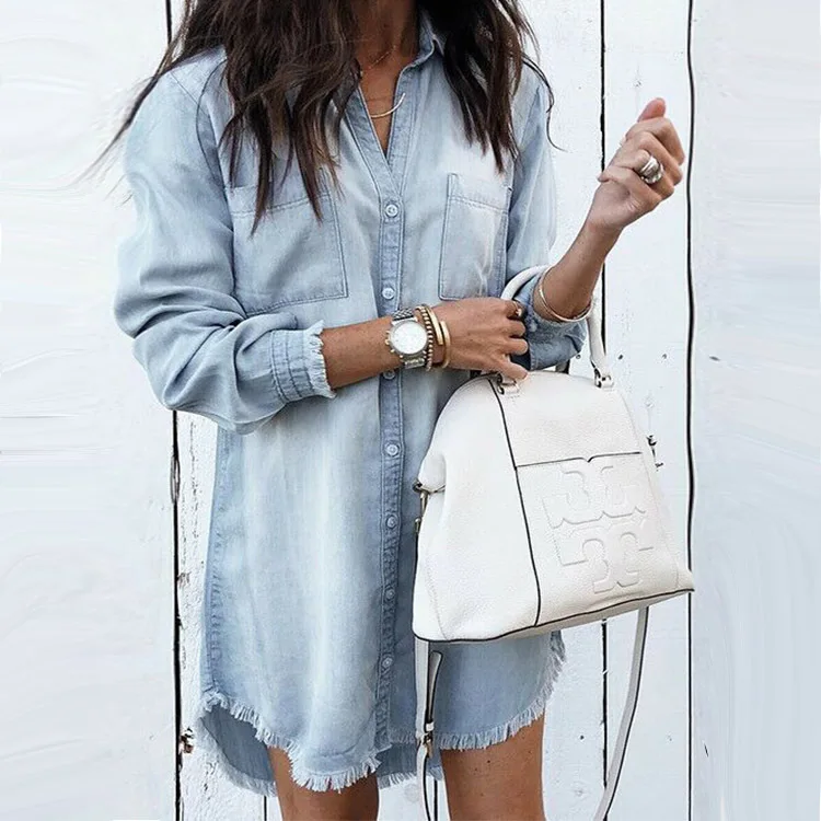 Women Casual Denim Shirt Dress Ladies Long Sleeve Turn-Down Collar Office Lady Dress 2019 Spring New Fashion Shirt Tassel Dress, Beidge/yellow/black/orange/red/green
Women Casual Denim Shirt Dress Ladies Long Sleeve Turn-Down Collar Office Lady Dress 2019 Spring New Fashion Shirt Tassel Dress, Beidge/yellow/black/orange/red/green