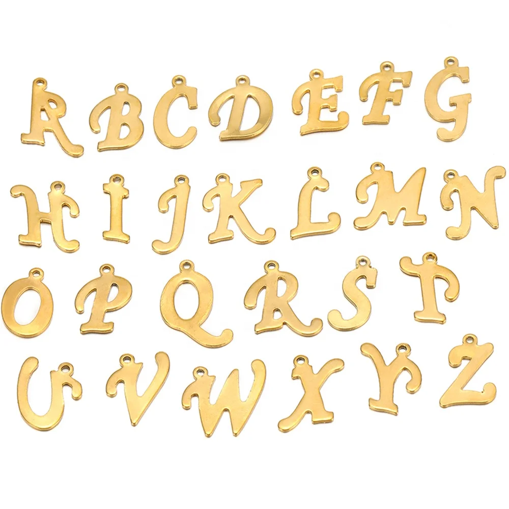 

30-50Pcs 14mm Stainless Steel English Alphabet Charms Pendants For DIY Earrings Findings Jewelry Materials Wholesale