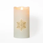 Glitter Powder Snowflake Paraffin Wax Fiber Optic LED Candle