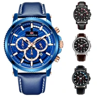 

Top Selling Sport Watches For Men Three Eyes Six Needles Logo Custom Watches Men Wrist Quartz With Leather Strap