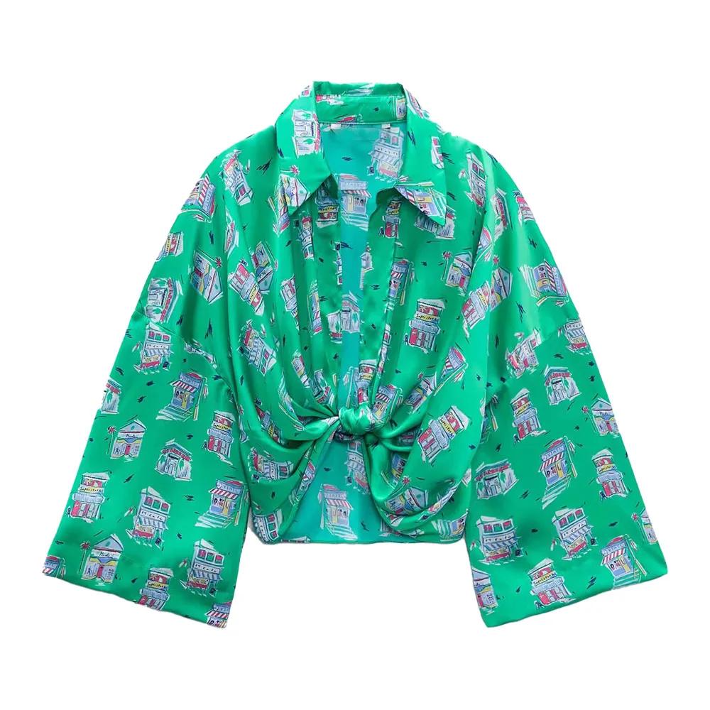 Women 2021 Fashion Knot decoration Print Loose Blouses Vintage Long Sleeve lapel Buttons Female Shirts Blusas Chic Tops, Picture color
Women 2021 Fashion Knot decoration Print Loose Blouses Vintage Long Sleeve lapel Buttons Female Shirts Blusas Chic Tops, Picture color