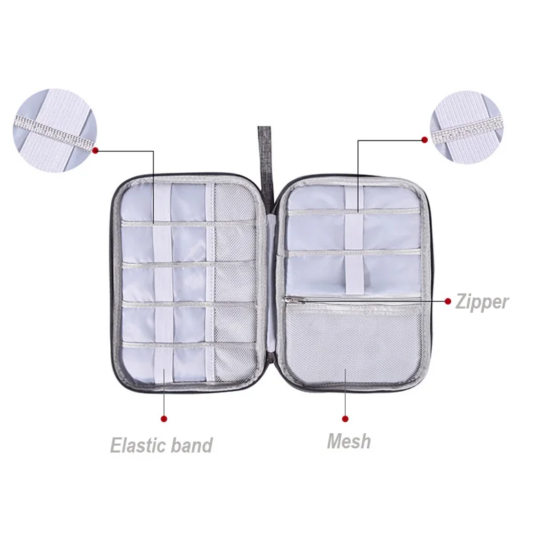 Cable Organizer Bag,SD Card USB Charger Hard Drives Electronic Organizer Small Travel Cable Organizer Bag,Portable Hand Hold Smart Travel USB Electronic Cable Organizer Bag with Handle