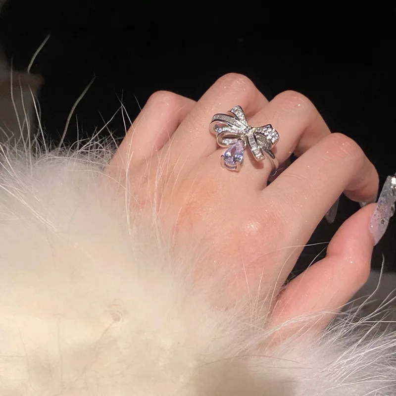Fashion Trendy Silver Plated Bow Zircon Rings For Girls Adjustable Wholesale Fine Jewelry Rings Women
Fashion Trendy Silver Plated Bow Zircon Rings For Girls Adjustable Wholesale Fine Jewelry Rings Women