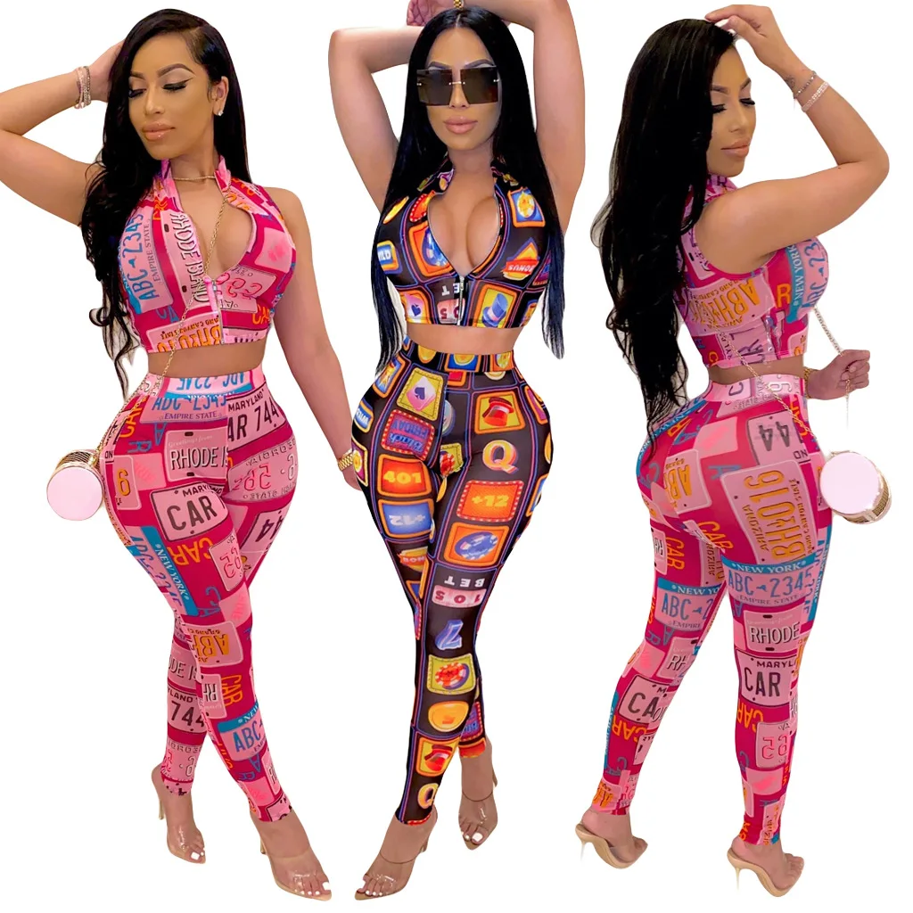 M7307 New letter pattern women pants sets sleeveless club sexy 2 piece set women zipper fashion outfits, Colors of fashion outfits
M7307 New letter pattern women pants sets sleeveless club sexy 2 piece set women zipper fashion outfits, Colors of fashion outfits