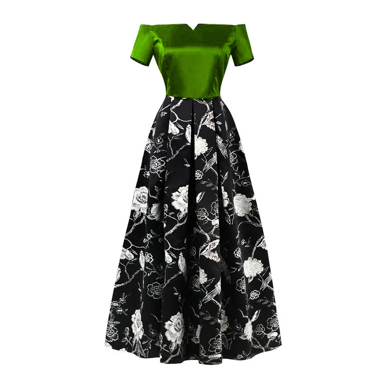 Elegent prom short sleeve V-neck off shoulders contrast color floor length dinner dresses for ladies long, Customized color
Elegent prom short sleeve V-neck off shoulders contrast color floor length dinner dresses for ladies long, Customized color