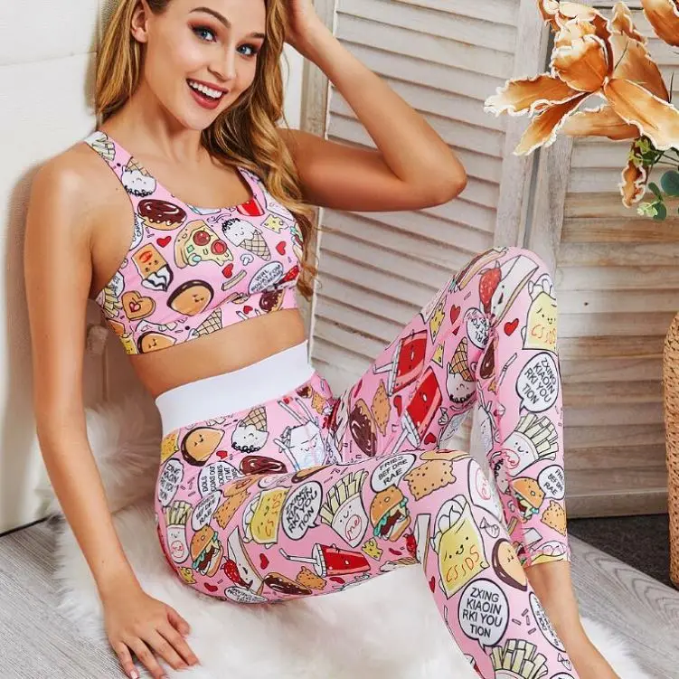 Wholesale Cartoon Food Pattern Sport Suit Women Fitness Clothing Sport Wear Yoga Set, Picture shown
Wholesale Cartoon Food Pattern Sport Suit Women Fitness Clothing Sport Wear Yoga Set, Picture shown