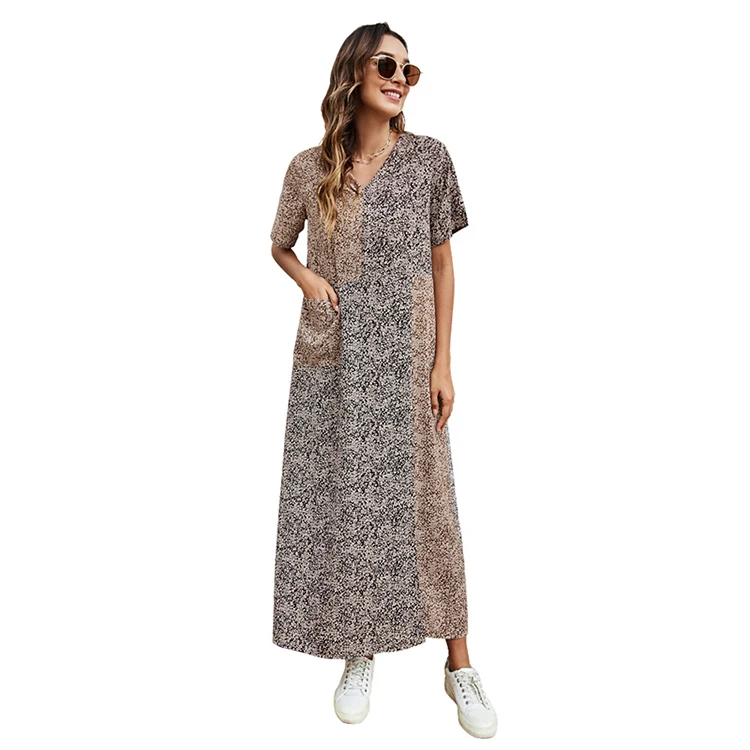 2021 Women V Neck Breathable Maxi Dress Short Sleeve Casual Loose Dress Summer Party Fashion Lady Elegant Long Dresses
2021 Women V Neck Breathable Maxi Dress Short Sleeve Casual Loose Dress Summer Party Fashion Lady Elegant Long Dresses