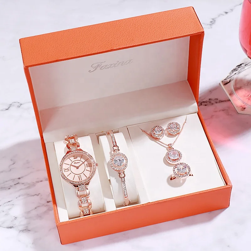 5-piece bridal jewelry set watch necklace earrings diamond ladies 24k gold Dubai jewelry set, Picture shows
5-piece bridal jewelry set watch necklace earrings diamond ladies 24k gold Dubai jewelry set, Picture shows