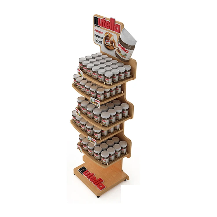 Custom wooden supermarket shelf display rack retail, used for floor display rack