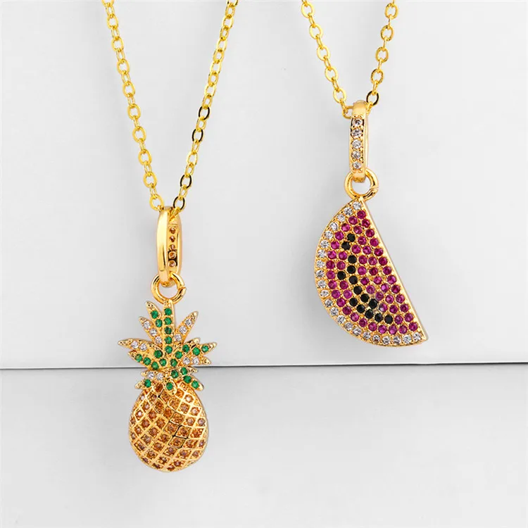CLARMER Creative fashion personality watermelon pineapple pendant zircon necklace woman, As picture
CLARMER Creative fashion personality watermelon pineapple pendant zircon necklace woman, As picture
