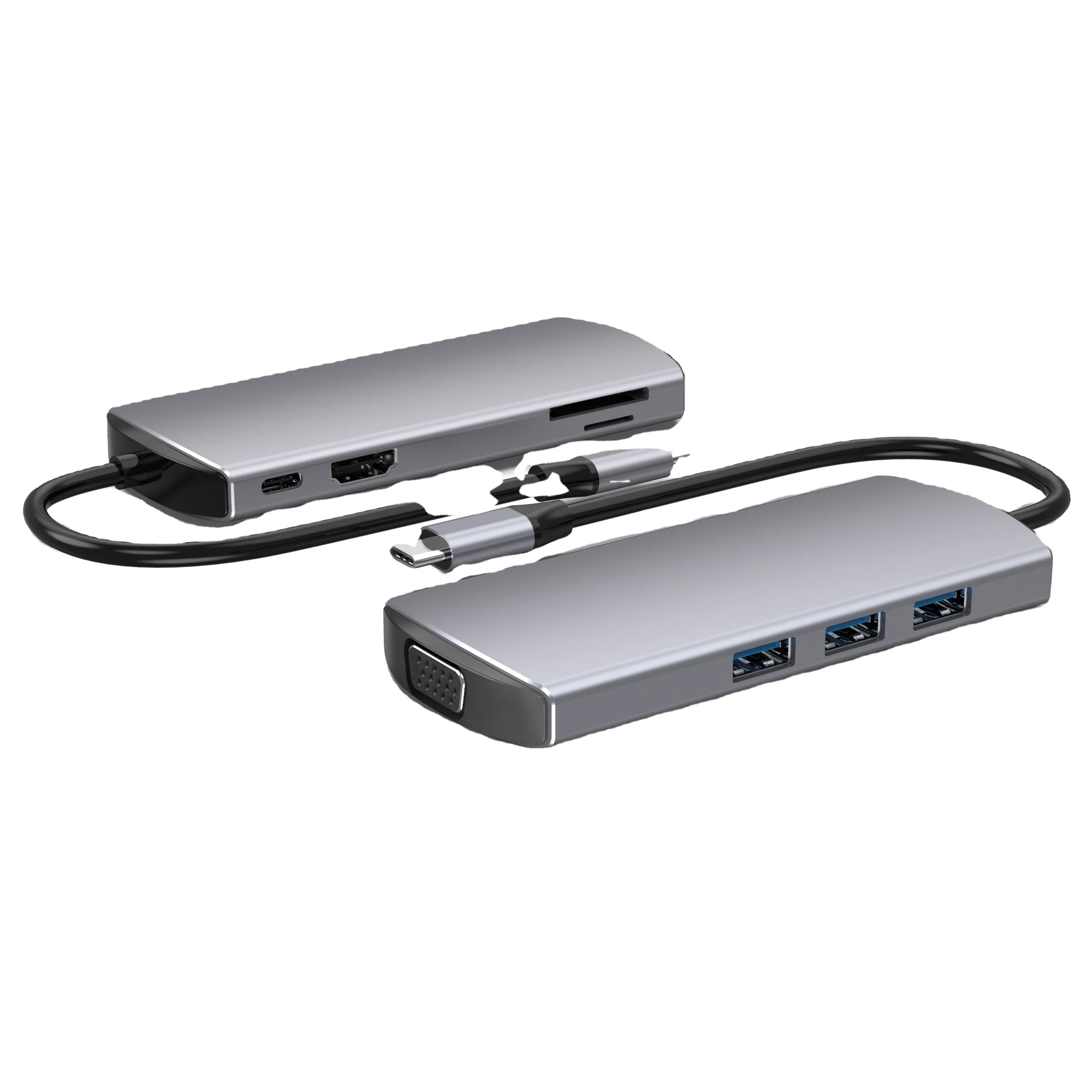 HUNDA Portable 8 in 1USB C 3.0 data PD 60 W VGA SD TF Type-c HUB for laptop 8 in 1 hub
HUNDA Portable 8 in 1USB C 3.0 data PD 60 W VGA SD TF Type-c HUB for laptop 8 in 1 hub