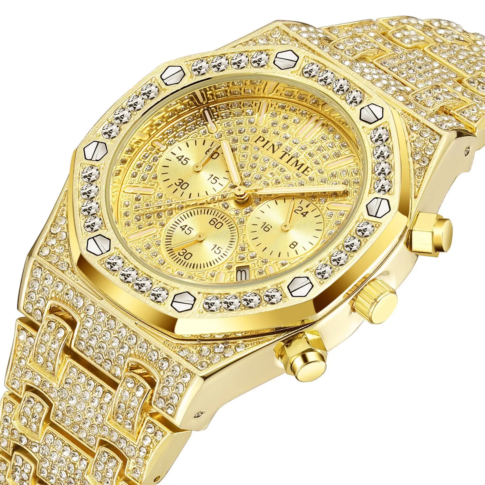 Hot selling gold diamond full dial stainless steel custom quartz regarder business men gift luxury reloj de lujo wrist watches, As pic
Hot selling gold diamond full dial stainless steel custom quartz regarder business men gift luxury reloj de lujo wrist watches, As pic