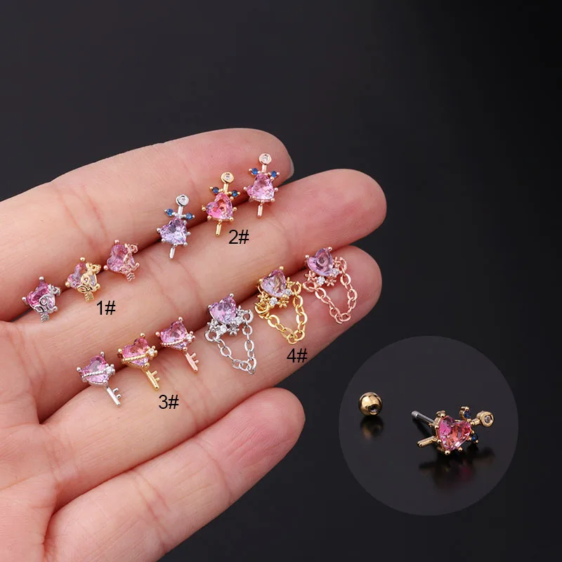 Stainless steel thin rod color zirconium stud screw ball stud fashion personality Piercing Earrings of various styles, Picture shows
Stainless steel thin rod color zirconium stud screw ball stud fashion personality Piercing Earrings of various styles, Picture shows