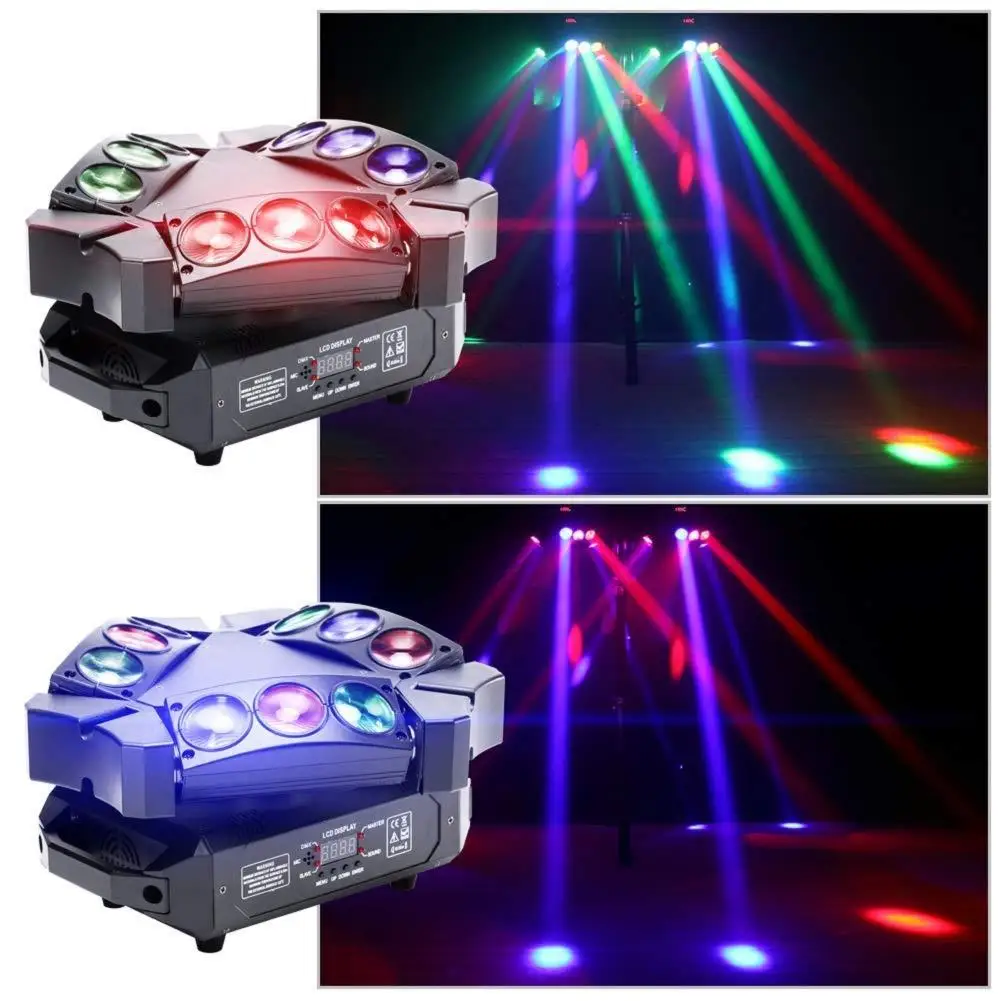 

U`King Mini Head Bird Shaking Head Stage Effect Light 9*3W RGB LEDs DMX512 and Sound Active Dj Disco Led Stage Light