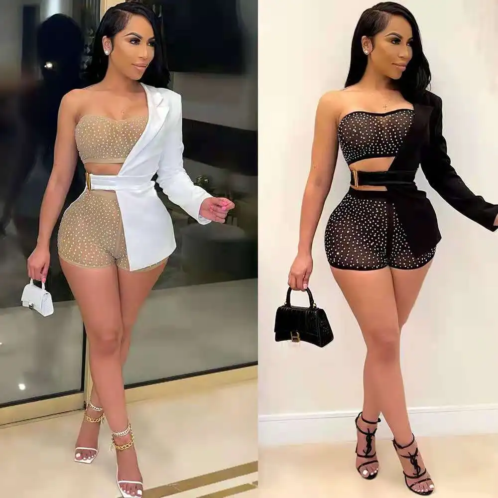 2021 summer chic design 3 pieces club outfit one sleeve blazer tube top and shorts set for ladies, 2 colors as picture
2021 summer chic design 3 pieces club outfit one sleeve blazer tube top and shorts set for ladies, 2 colors as picture