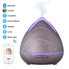Dancing 7 LED Lights Speaker Essential Oil Diffuser, Cool mist Ultrasonic Wood Grain Bluetooth Aromatherapy Humidifier