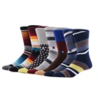 MEIKAN Eco-friendly Fashion Men Business Dress Cotton Crew Striped Custom OEM Socks for men