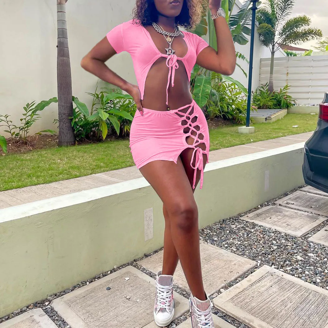 FS3331D women Two Piece Set Skirt Summer Outfits Short Sleeve Bandage Crop Tops Mini Dresses Beachwear Sexy Matching Sets
FS3331D women Two Piece Set Skirt Summer Outfits Short Sleeve Bandage Crop Tops Mini Dresses Beachwear Sexy Matching Sets