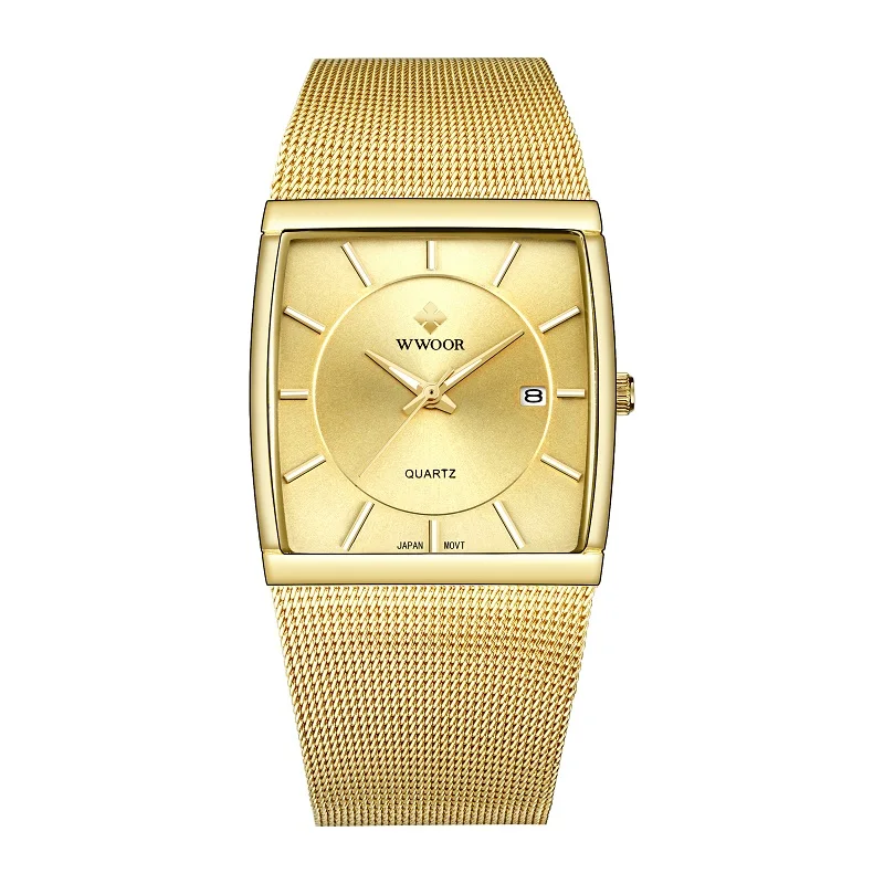 Hot Sale WWOOR OEM Private Label Brand Wrist Transparent Custom Logo Fashion Square Date Quartz Men Watch, White/blue/black/gold
Hot Sale WWOOR OEM Private Label Brand Wrist Transparent Custom Logo Fashion Square Date Quartz Men Watch, White/blue/black/gold