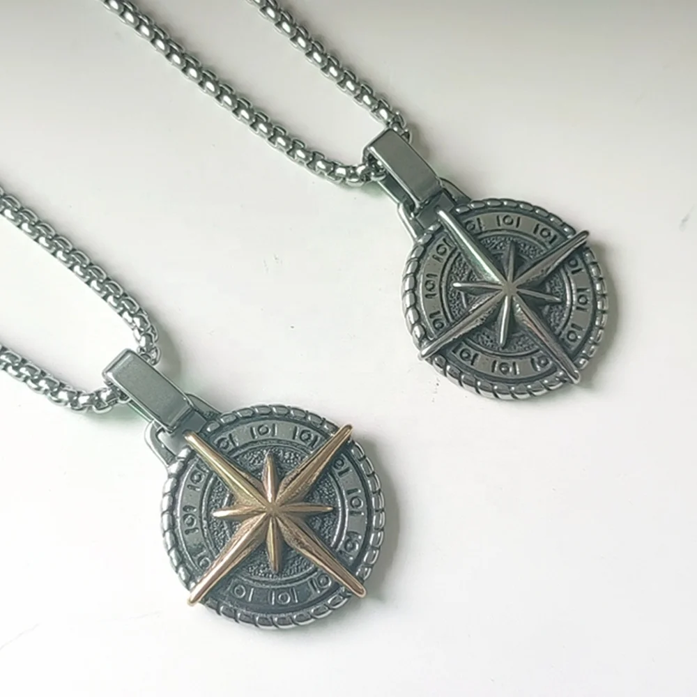 MECYLIFE Viking Compass Necklace Men Vintage Sailing Cross Necklace Stainless Steel Charm Pendants MEN'S Zircon, Steel ,two tone
MECYLIFE Viking Compass Necklace Men Vintage Sailing Cross Necklace Stainless Steel Charm Pendants MEN'S Zircon, Steel ,two tone
