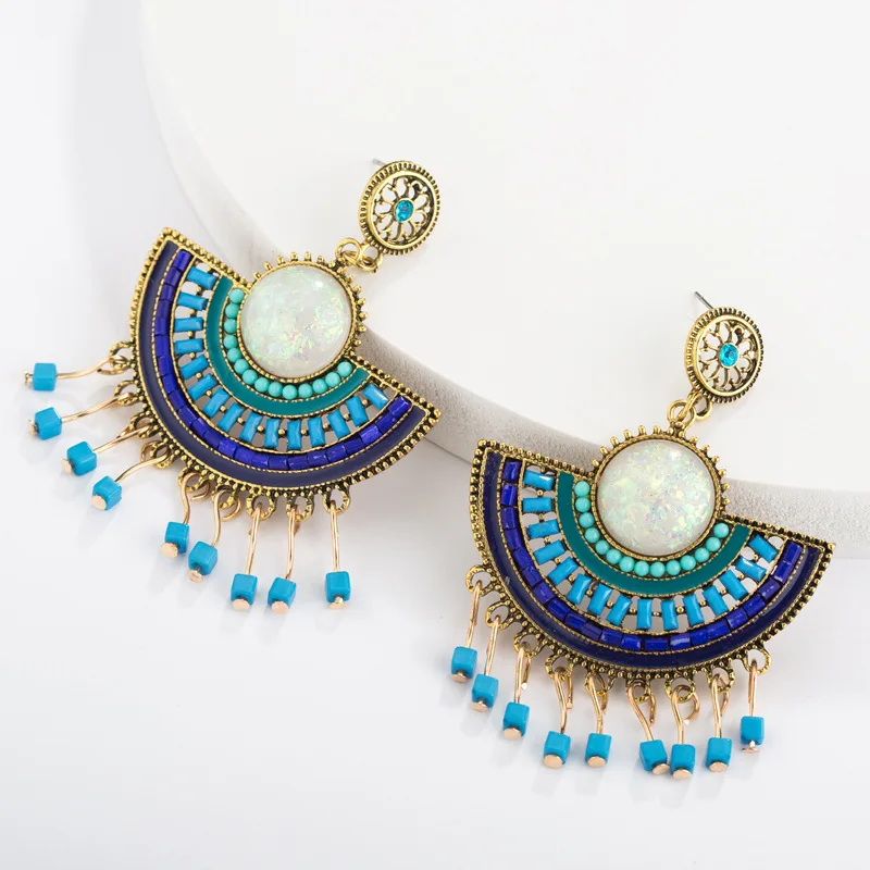 2021 Boho Retro Style Colorful Beads Dangle Earrings Ethnic Style Blue Bead Drop Earrings for Women
2021 Boho Retro Style Colorful Beads Dangle Earrings Ethnic Style Blue Bead Drop Earrings for Women
