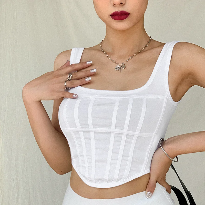 Sexy Sleeveless Spaghetti Strap Top Streetwear Patchwork Women Summer High Street Crop Tops Tees Vest Canottiere Donna
Sexy Sleeveless Spaghetti Strap Top Streetwear Patchwork Women Summer High Street Crop Tops Tees Vest Canottiere Donna