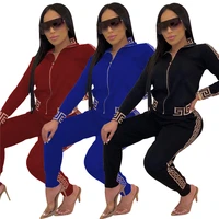 C91366 Women winter clothing tracksuit set printing patchwork trendy solid color long sleeve women two piece pants set
C91366 Women winter clothing tracksuit set printing patchwork trendy solid color long sleeve women two piece pants set