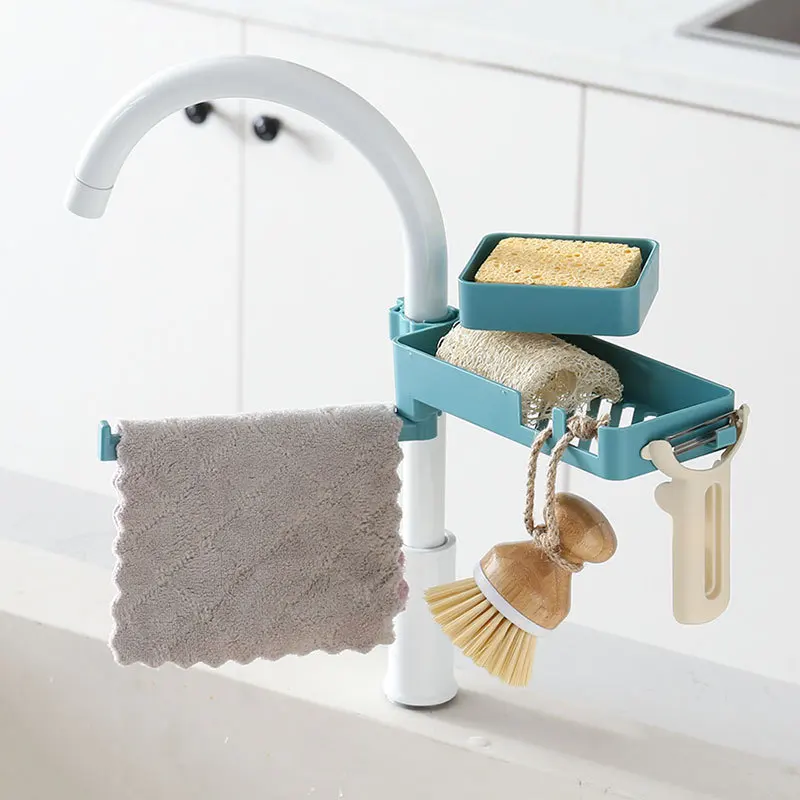Double-layer plastic drain faucet rack in the kitchen storage rack Tidy up debris
Double-layer plastic drain faucet rack in the kitchen storage rack Tidy up debris