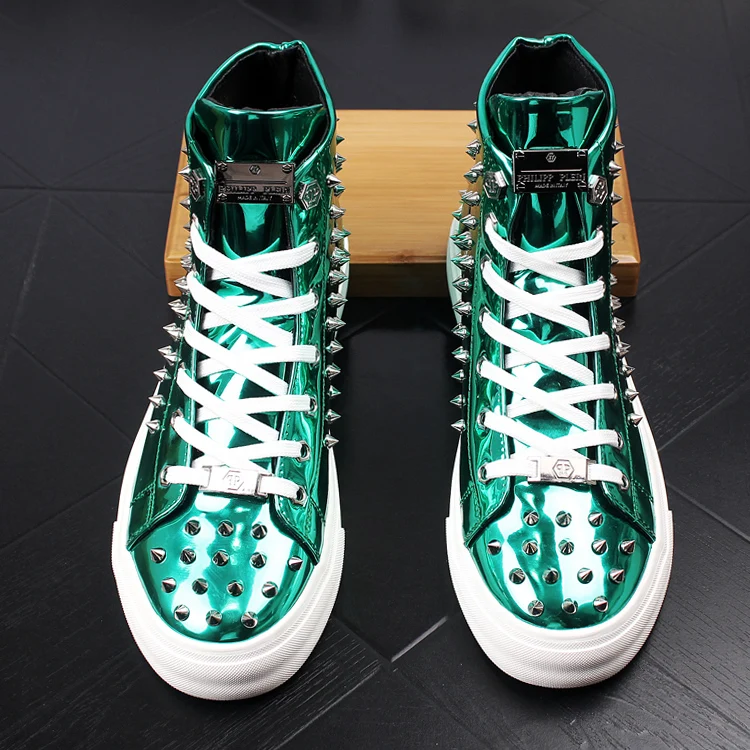 Blue Spikes Men Sneakers Snakeskin Print Flats Casual Shoes Men High Top Dress Shoes Studded Rivet Trainers Zapatillas Hombre
Blue Spikes Men Sneakers Snakeskin Print Flats Casual Shoes Men High Top Dress Shoes Studded Rivet Trainers Zapatillas Hombre