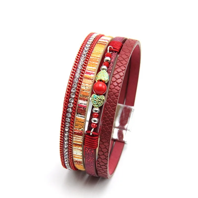 Bohemian Natural Stone Crystal Heart Leather Bracelet Magnetic Buckle Multi Layers Beaded Leather Bracelet
Bohemian Natural Stone Crystal Heart Leather Bracelet Magnetic Buckle Multi Layers Beaded Leather Bracelet