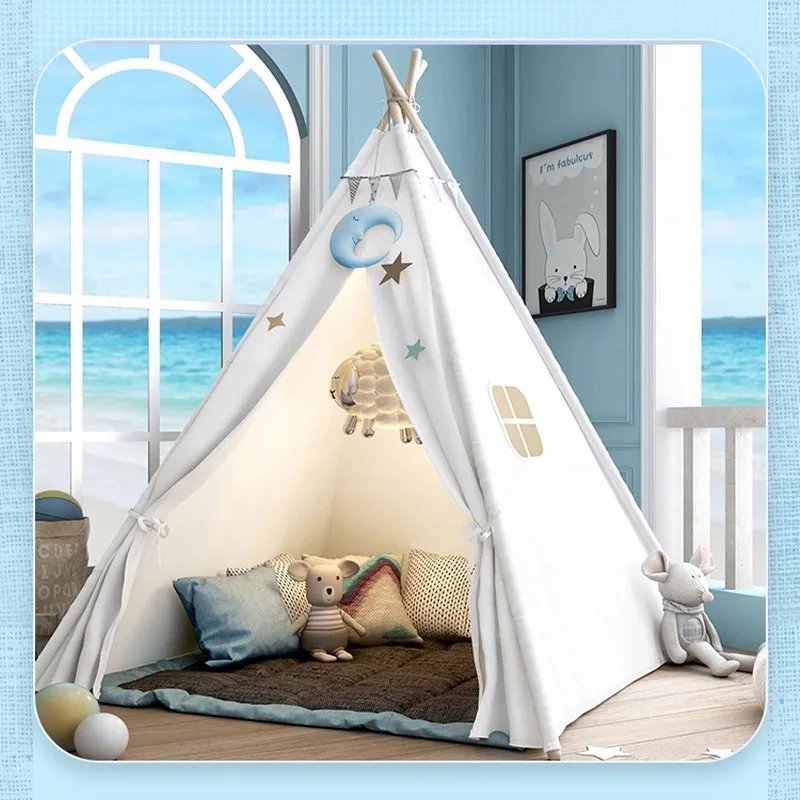 Kids Tent Portable Children's Indoor Outdoor Foldable Cotton Canvas Child PLay House, Blue 
Kids Tent Portable Children's Indoor Outdoor Foldable Cotton Canvas Child PLay House, Blue