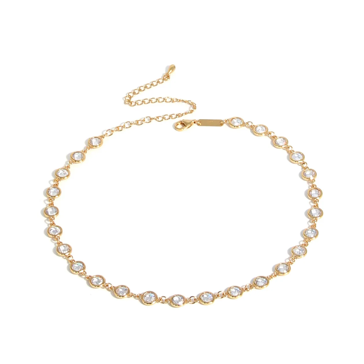 

HY-XL152S925 sterling silver necklace ins design simple zircon spot choker necklace female clavicle chain, Champagne gold