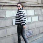 Factory price Rex Rabbit Fur Collar short winter lady fur coat