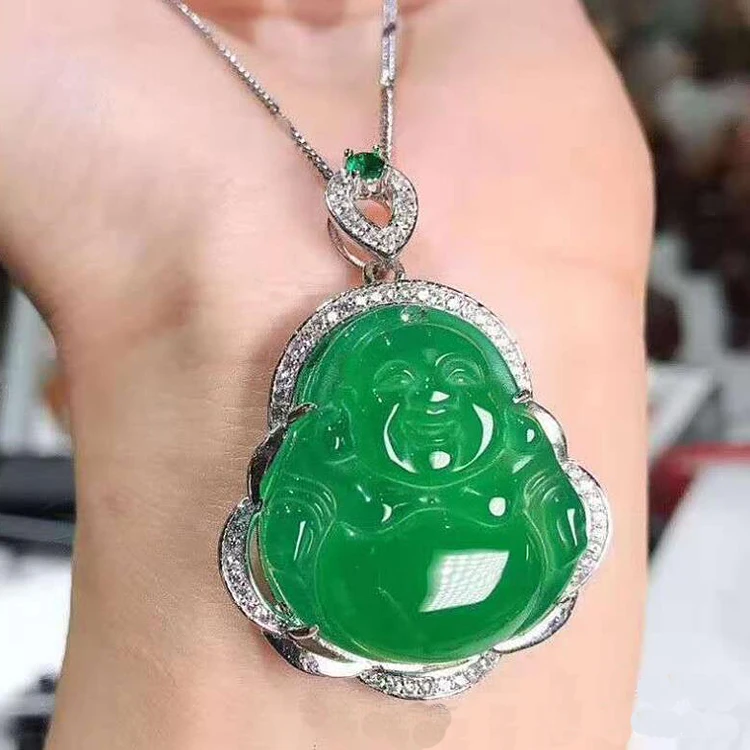 Green Agate JadeBudha Statues Silver Plated CZ Setting Smile Buddha Pendant for Necklace
Green Agate JadeBudha Statues Silver Plated CZ Setting Smile Buddha Pendant for Necklace