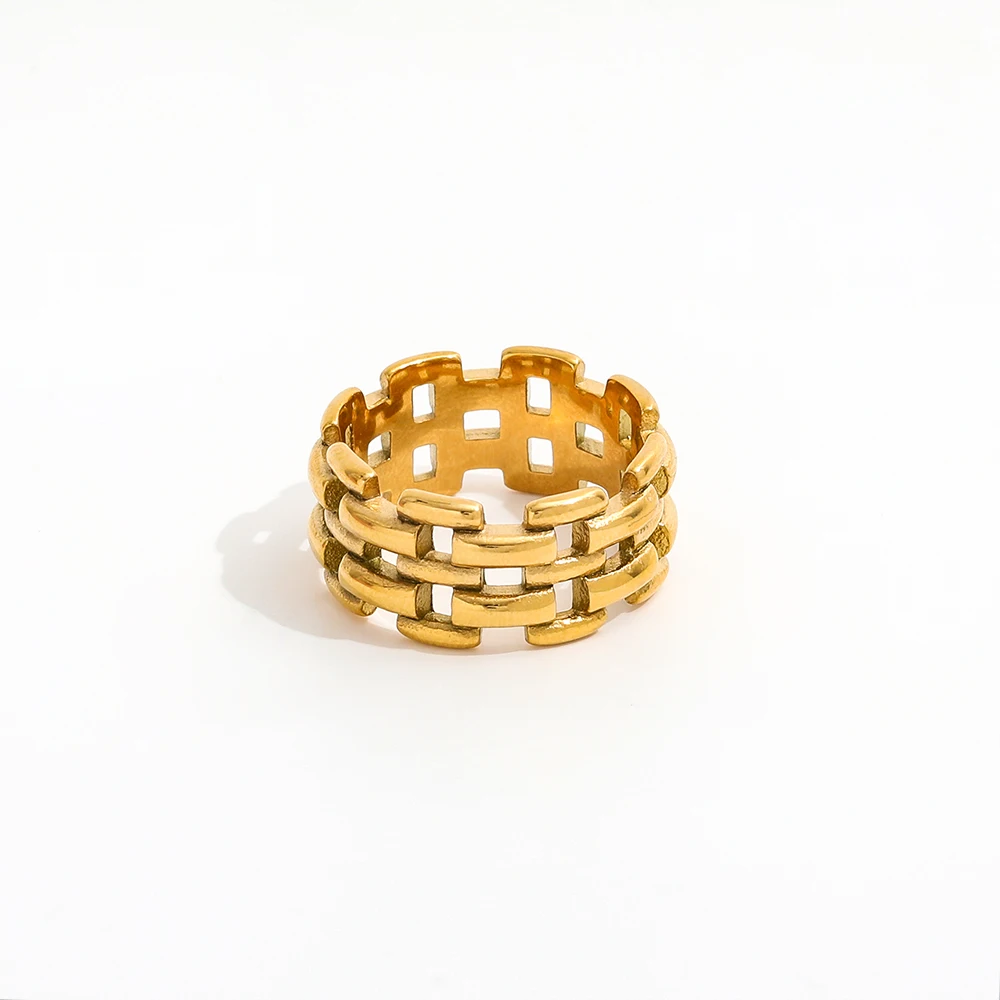 High End 18K Plain Gold Link Chain Hollow Mesh Statement Band Ring Stainless Steel Trendy Jewelry
High End 18K Plain Gold Link Chain Hollow Mesh Statement Band Ring Stainless Steel Trendy Jewelry