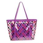 Printed plastic beach tote handbag for women
