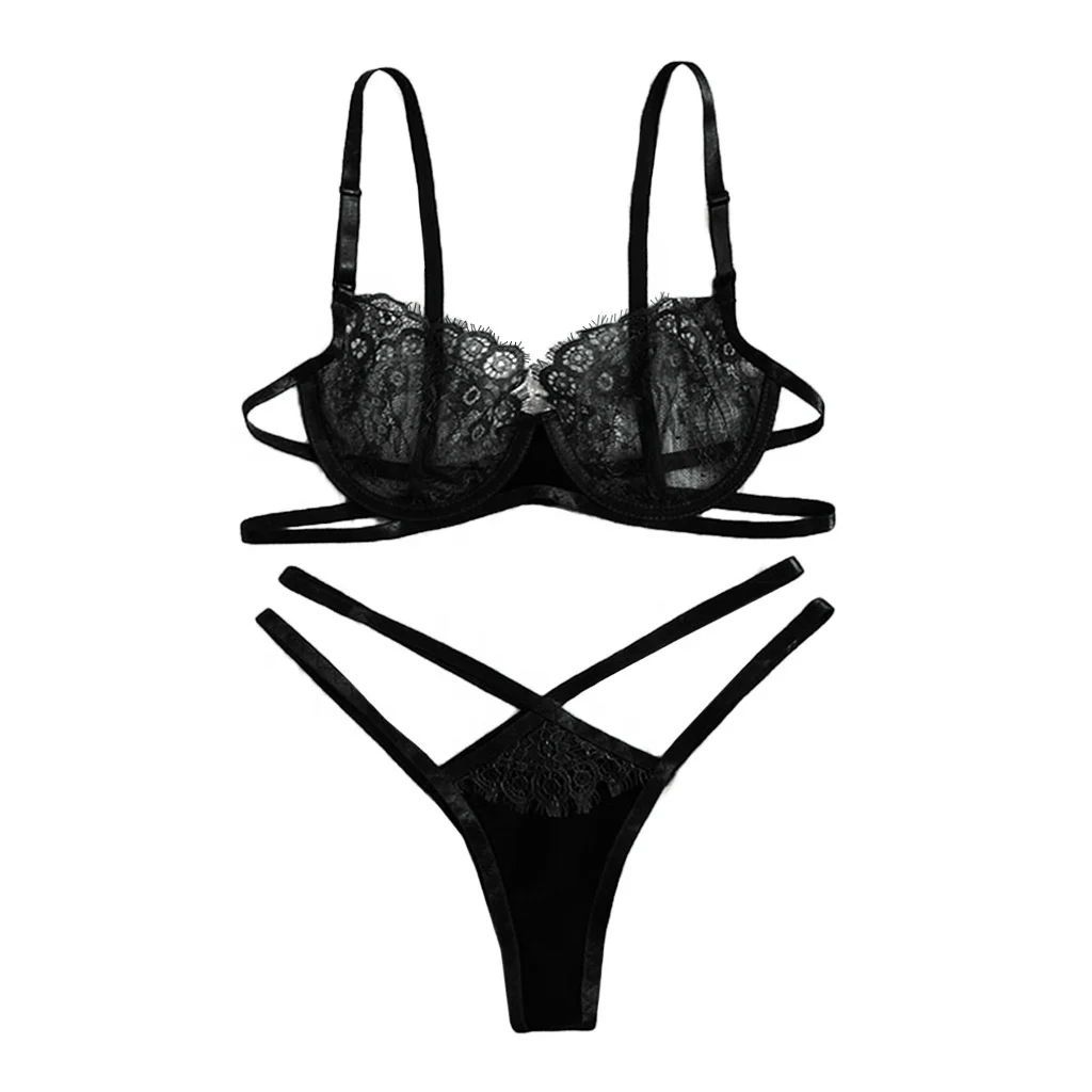 Bold design spaghetti straps lingerie suit Black Lace See Though Sexy Underwear ladies bra and Thongs set 2021
Bold design spaghetti straps lingerie suit Black Lace See Though Sexy Underwear ladies bra and Thongs set 2021