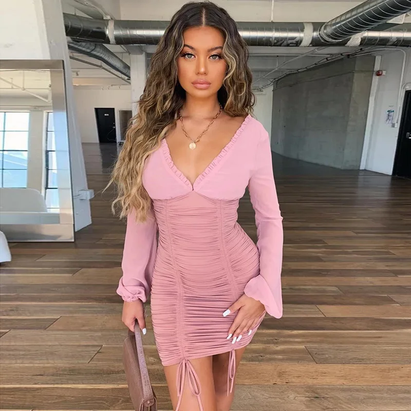 Wholesale autumn slim pleated backless dresses women Chiffon plus Size bodycon womens sexy long sleeve short dress
Wholesale autumn slim pleated backless dresses women Chiffon plus Size bodycon womens sexy long sleeve short dress
