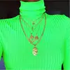 Vintage Carved Coin Necklace For Women Fashion Gold Color Medallion Necklace Multiple Layers Pendant Long Necklaces Boho Jewelry