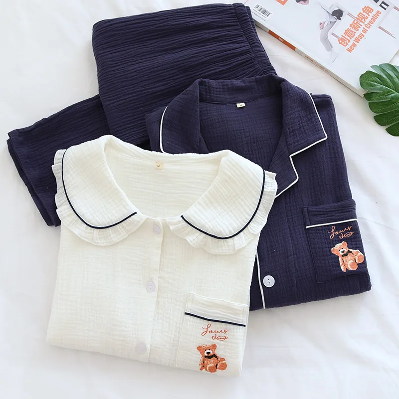 New spring and autumn 100% cotton crepe cloth couple long-sleeved suit men and women home service plus size sleepwear summer, Required
New spring and autumn 100% cotton crepe cloth couple long-sleeved suit men and women home service plus size sleepwear summer, Required