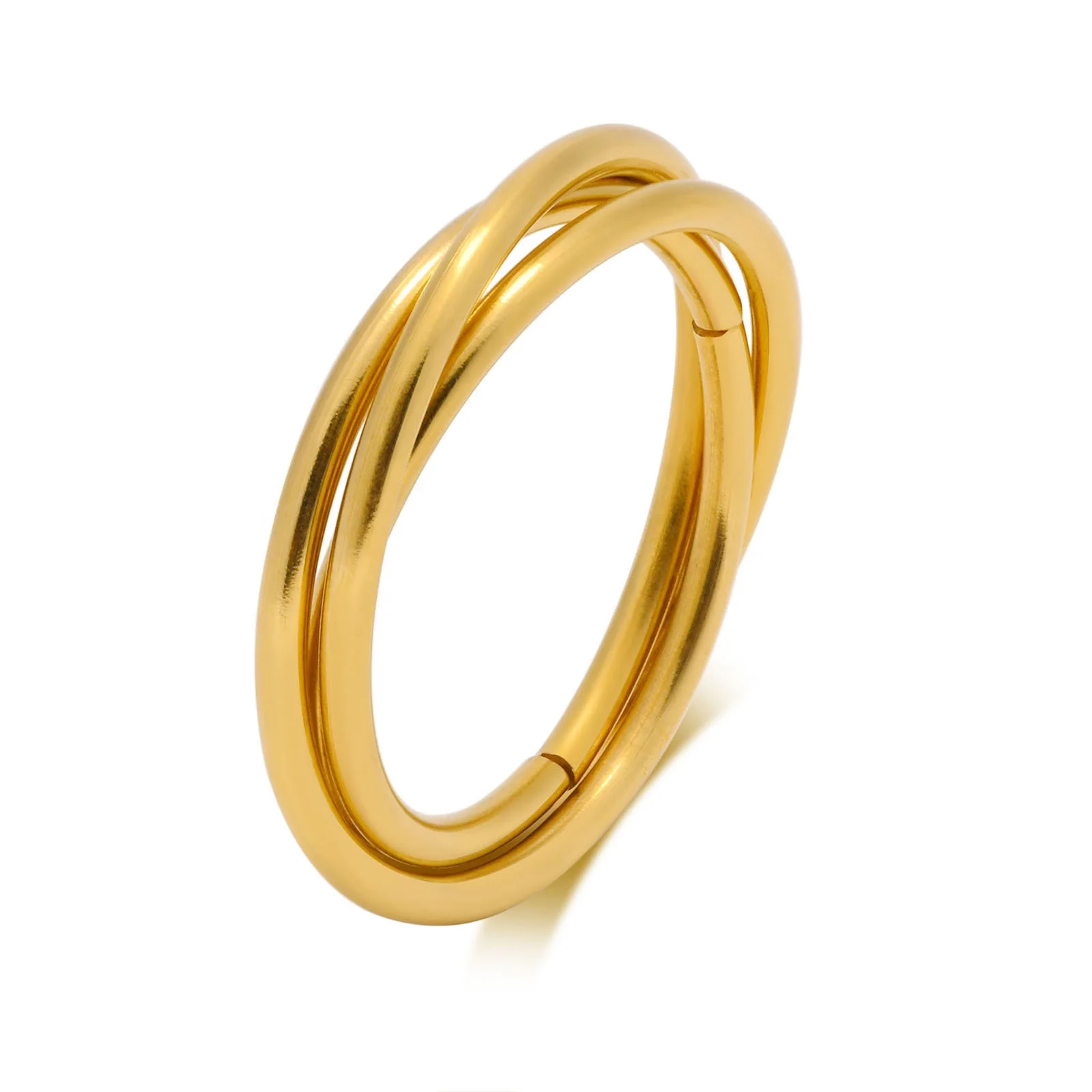Simple 18K Gold Plated Stainless Steel Three Cross Circle Waterproof Stacking Rings For Women
Simple 18K Gold Plated Stainless Steel Three Cross Circle Waterproof Stacking Rings For Women