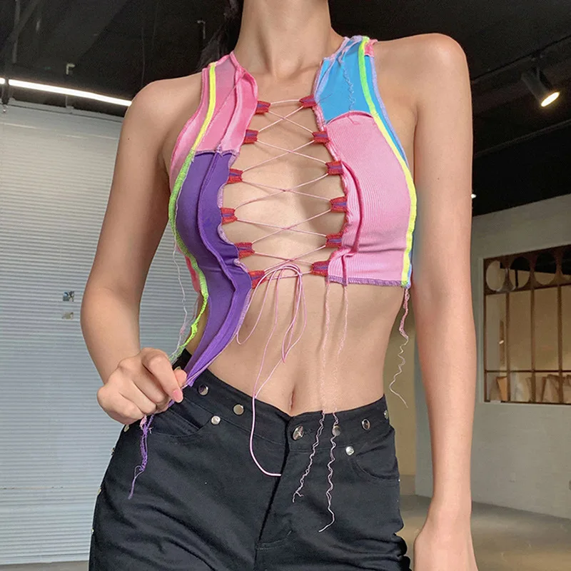Sexy hollow out camisole women punk style ribbed knitting crop tops club party wear colorful tank top bandage vest female B355
Sexy hollow out camisole women punk style ribbed knitting crop tops club party wear colorful tank top bandage vest female B355