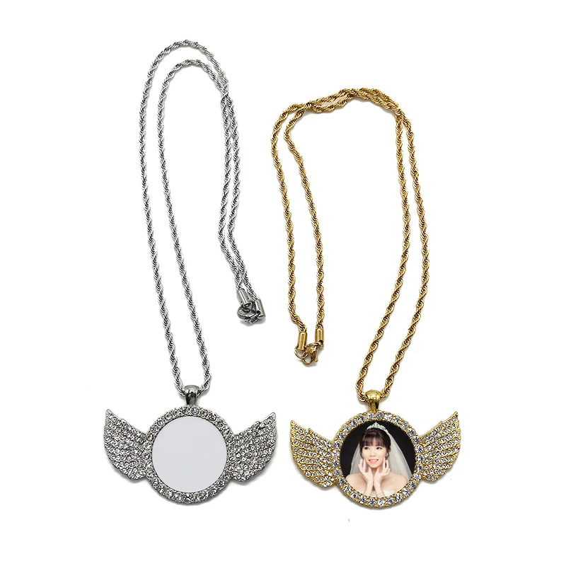 High quality batch 2021New Crystal Rope Chain Hip Hop Jewelry Necklace Sublimation Blank Angel wing Necklace Pendant
High quality batch 2021New Crystal Rope Chain Hip Hop Jewelry Necklace Sublimation Blank Angel wing Necklace Pendant